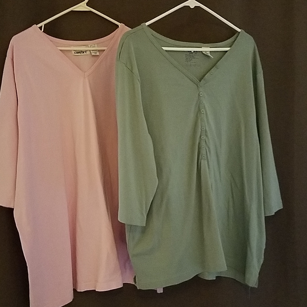 2 mid sleeve 100% cotton t shirts.